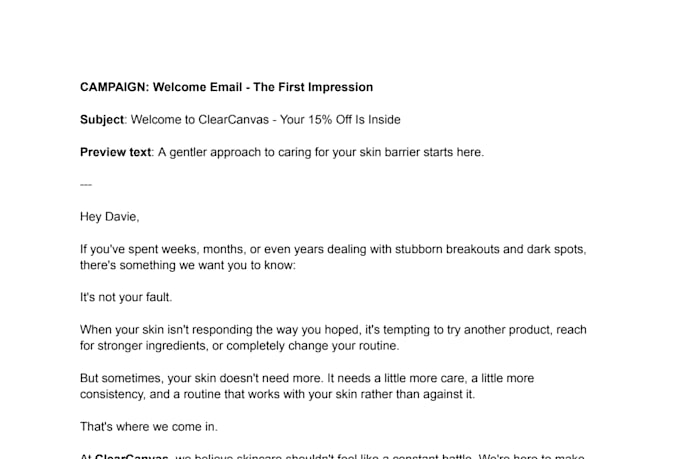 write skincare email for e commerce skincare brands